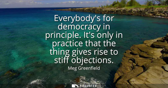 Small: Everybodys for democracy in principle. Its only in practice that the thing gives rise to stiff objections