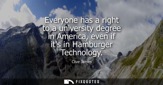 Small: Everyone has a right to a university degree in America, even if its in Hamburger Technology - Clive James