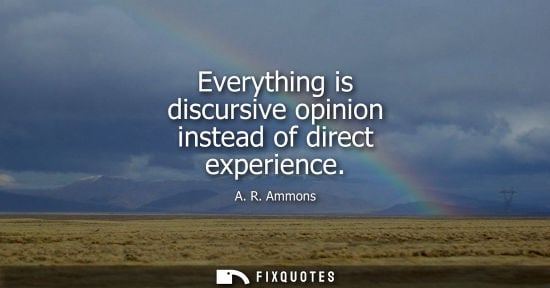 Small: Everything is discursive opinion instead of direct experience