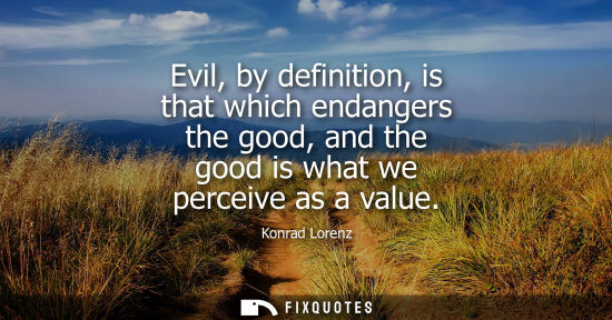 Small: Evil, by definition, is that which endangers the good, and the good is what we perceive as a value