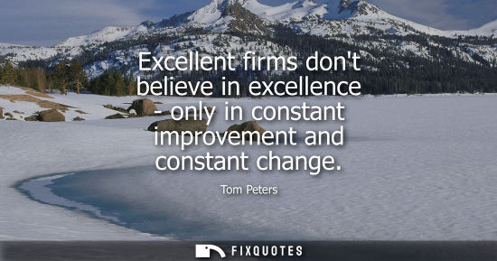 Small: Excellent firms dont believe in excellence - only in constant improvement and constant change