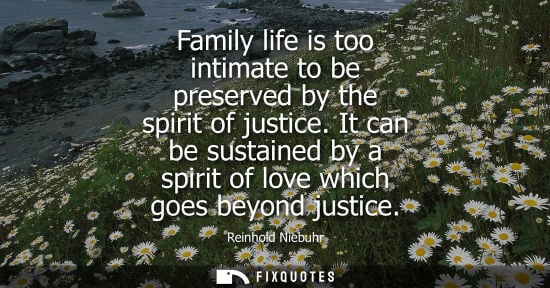 Small: Reinhold Niebuhr: Family life is too intimate to be preserved by the spirit of justice. It can be sustained by