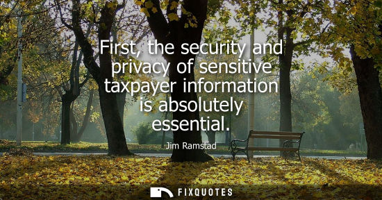 Small: First, the security and privacy of sensitive taxpayer information is absolutely essential