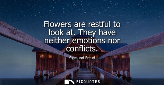 Small: Flowers are restful to look at. They have neither emotions nor conflicts