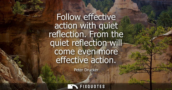 Small: Follow effective action with quiet reflection. From the quiet reflection will come even more effective action