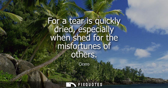 Small: For a tear is quickly dried, especially when shed for the misfortunes of others