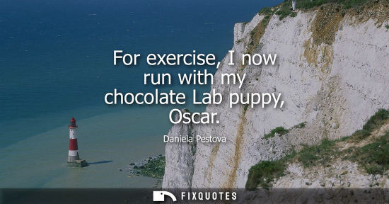 Small: For exercise, I now run with my chocolate Lab puppy, Oscar