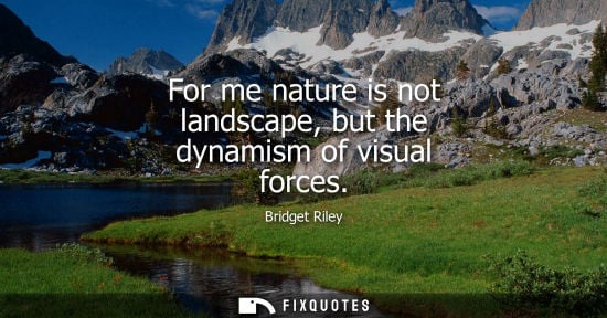 Small: For me nature is not landscape, but the dynamism of visual forces