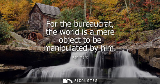 Small: For the bureaucrat, the world is a mere object to be manipulated by him