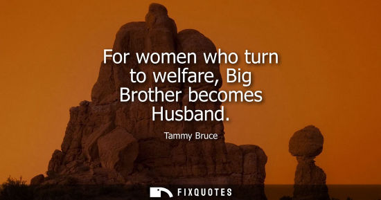 Small: For women who turn to welfare, Big Brother becomes Husband