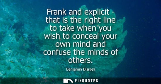 Small: Frank and explicit - that is the right line to take when you wish to conceal your own mind and confuse 