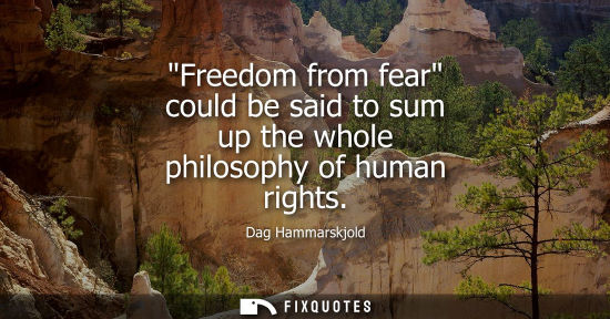 Small: Freedom from fear could be said to sum up the whole philosophy of human rights