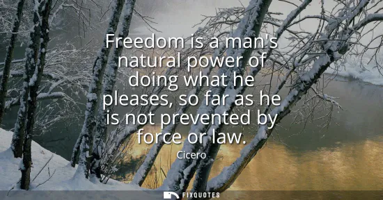 Small: Freedom is a mans natural power of doing what he pleases, so far as he is not prevented by force or law