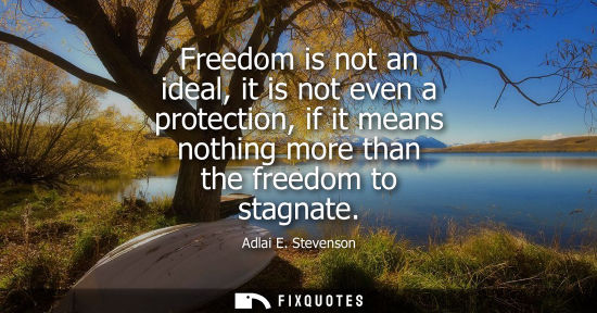 Small: Freedom is not an ideal, it is not even a protection, if it means nothing more than the freedom to stag