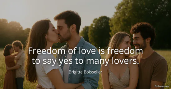 Freedom of love is freedom to say yes to many lovers - Brigitte Boisselier