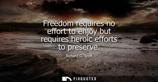 Small: Freedom requires no effort to enjoy but requires heroic efforts to preserve