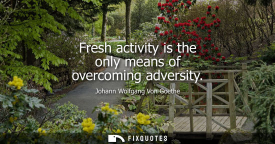 Small: Fresh activity is the only means of overcoming adversity