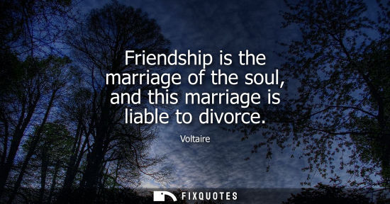 Small: Friendship is the marriage of the soul, and this marriage is liable to divorce