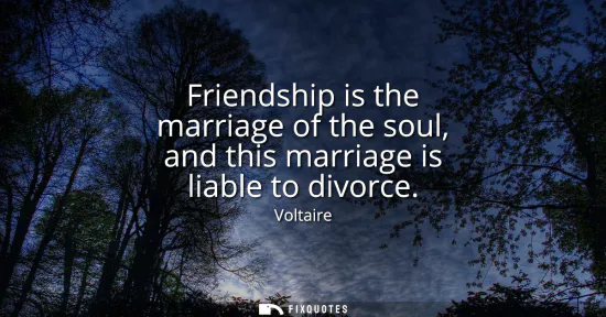 Small: Friendship is the marriage of the soul, and this marriage is liable to divorce