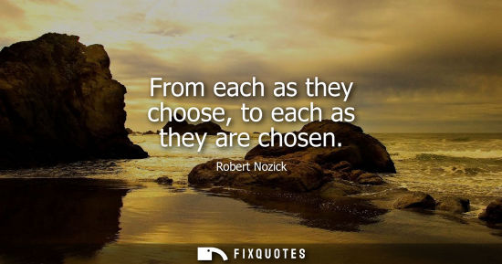 Small: From each as they choose, to each as they are chosen - Robert Nozick