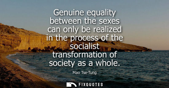 Small: Genuine equality between the sexes can only be realized in the process of the socialist transformation 