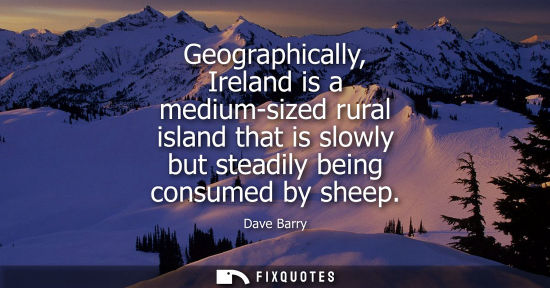 Small: Geographically, Ireland is a medium-sized rural island that is slowly but steadily being consumed by sheep - D