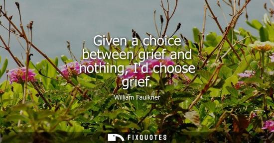 Small: Given a choice between grief and nothing, Id choose grief