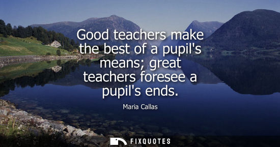 Small: Good teachers make the best of a pupils means great teachers foresee a pupils ends