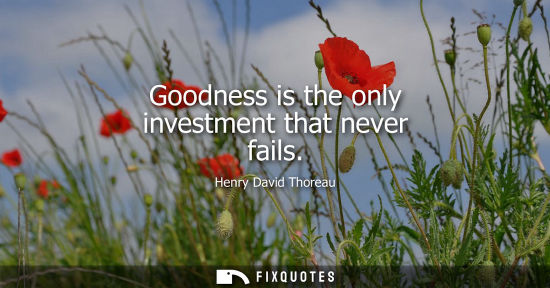 Small: Goodness is the only investment that never fails