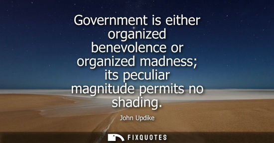 Small: Government is either organized benevolence or organized madness its peculiar magnitude permits no shadi