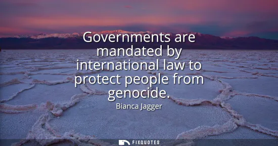Small: Governments are mandated by international law to protect people from genocide