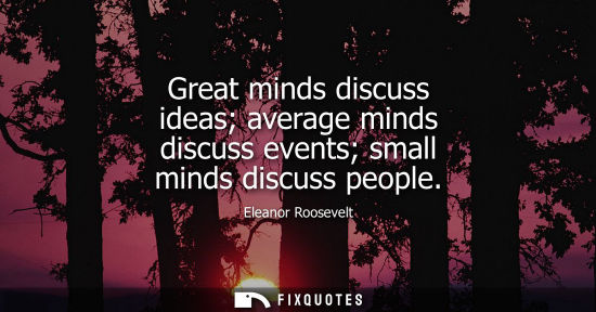 Small: Great minds discuss ideas average minds discuss events small minds discuss people