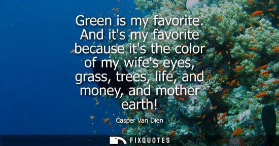 Small: Green is my favorite. And its my favorite because its the color of my wifes eyes, grass, trees, life, a