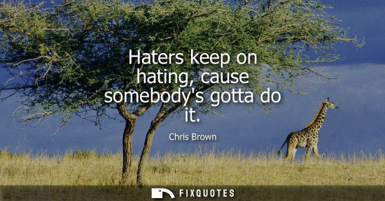 Small: Haters keep on hating, cause somebodys gotta do it - Chris Brown