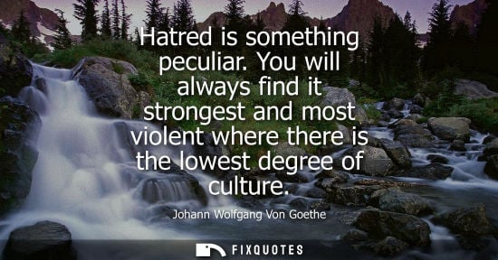 Small: Johann Wolfgang Von Goethe - Hatred is something peculiar. You will always find it strongest and most violent 