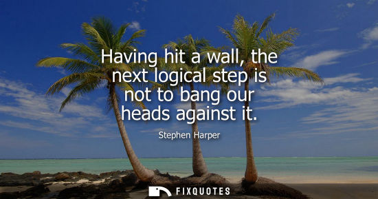 Small: Having hit a wall, the next logical step is not to bang our heads against it