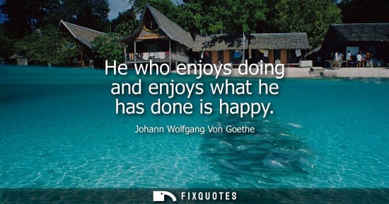 Small: He who enjoys doing and enjoys what he has done is happy - Johann Wolfgang Von Goethe