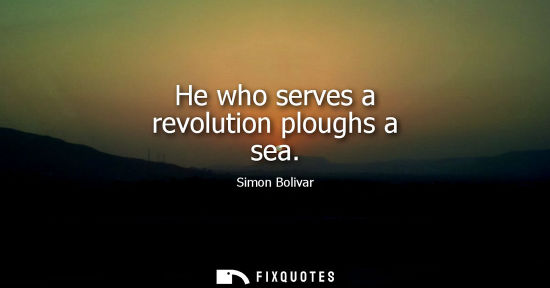Small: He who serves a revolution ploughs a sea