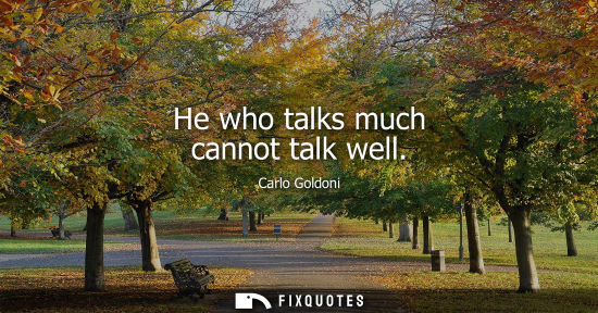 Small: He who talks much cannot talk well