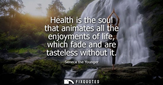 Small: Health is the soul that animates all the enjoyments of life, which fade and are tasteless without it - Seneca 