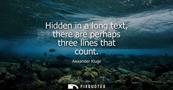 Small: Hidden in a long text, there are perhaps three lines that count