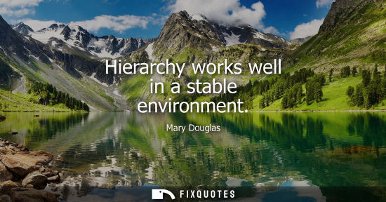 Small: Mary Douglas: Hierarchy works well in a stable environment