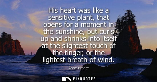 Small: His heart was like a sensitive plant, that opens for a moment in the sunshine, but curls up and shrinks into i