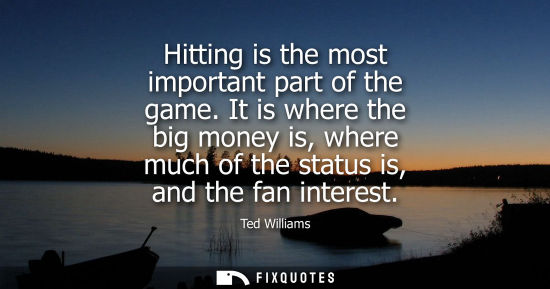 Small: Hitting is the most important part of the game. It is where the big money is, where much of the status 
