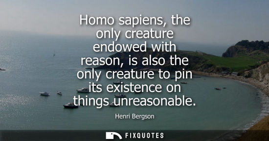 Small: Homo sapiens, the only creature endowed with reason, is also the only creature to pin its existence on 