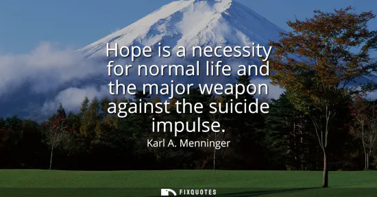 Small: Hope is a necessity for normal life and the major weapon against the suicide impulse