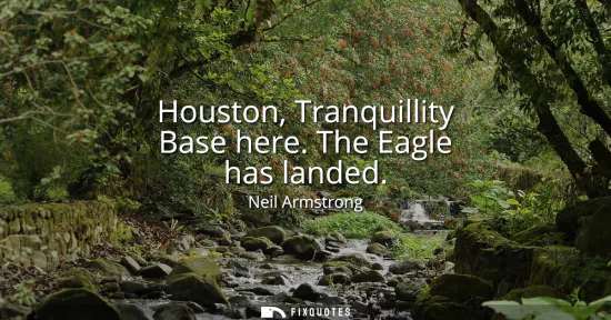 Small: Houston, Tranquillity Base here. The Eagle has landed