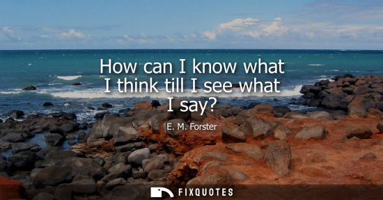 Small: How can I know what I think till I see what I say?