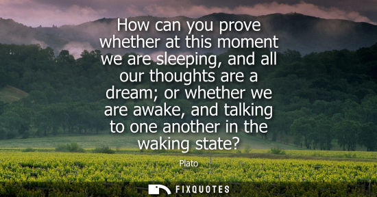 Small: How can you prove whether at this moment we are sleeping, and all our thoughts are a dream or whether we are a