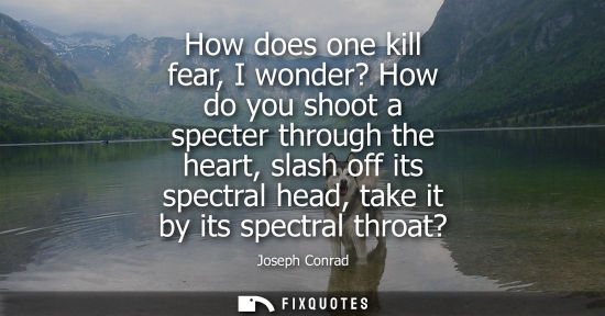 Small: How does one kill fear, I wonder? How do you shoot a specter through the heart, slash off its spectral head, t